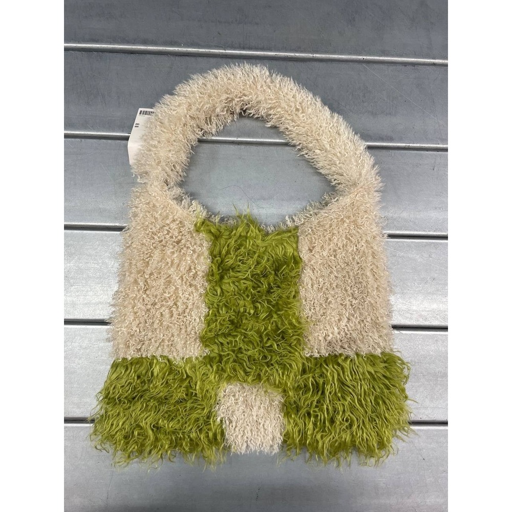 Urban‎ Outfitters Furry Bag Purse Olive Cream Snap Closure Boho NWT